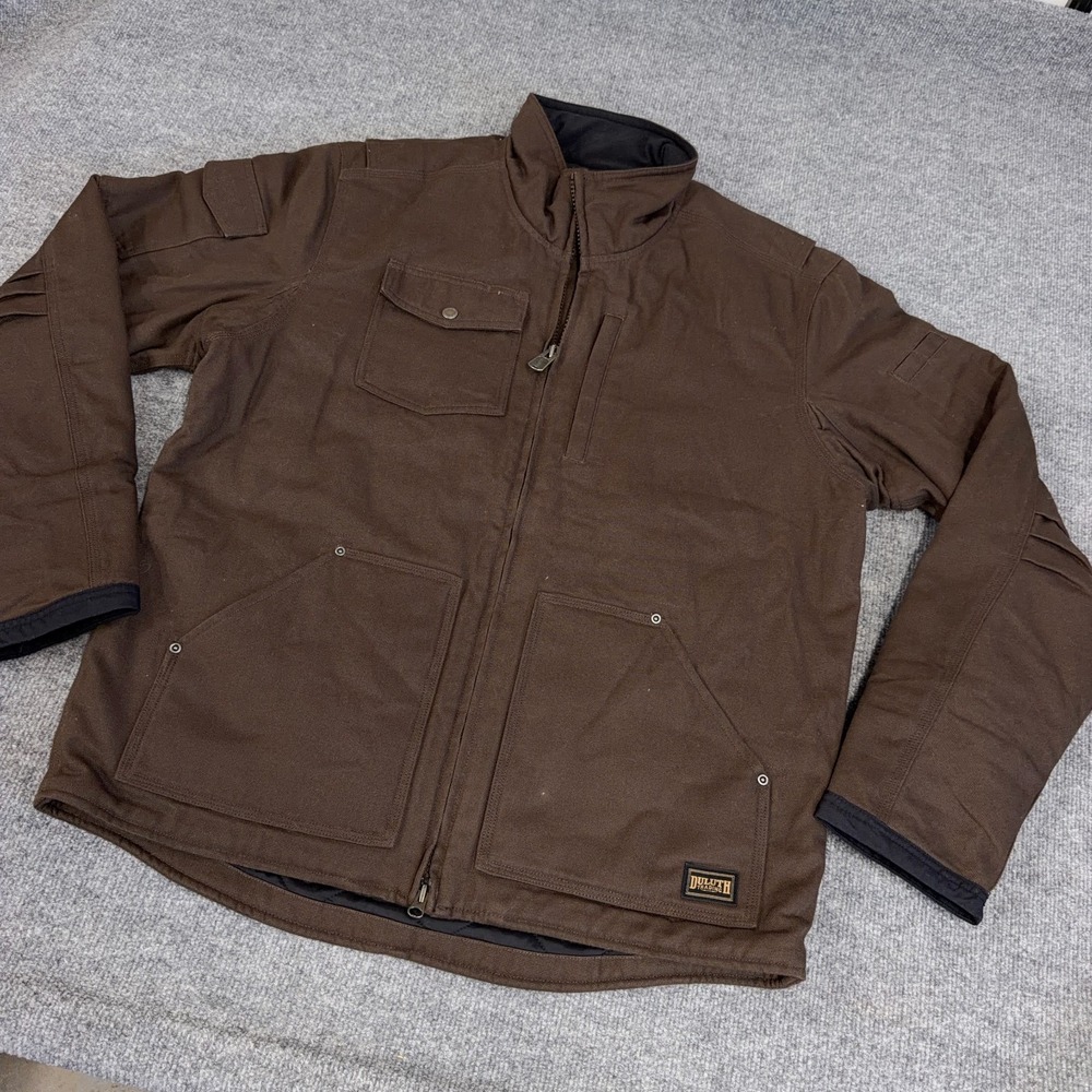 Duluth Trading Co Superior Fire Hose Canvas Work Jacket LT Brown 3M Insulated